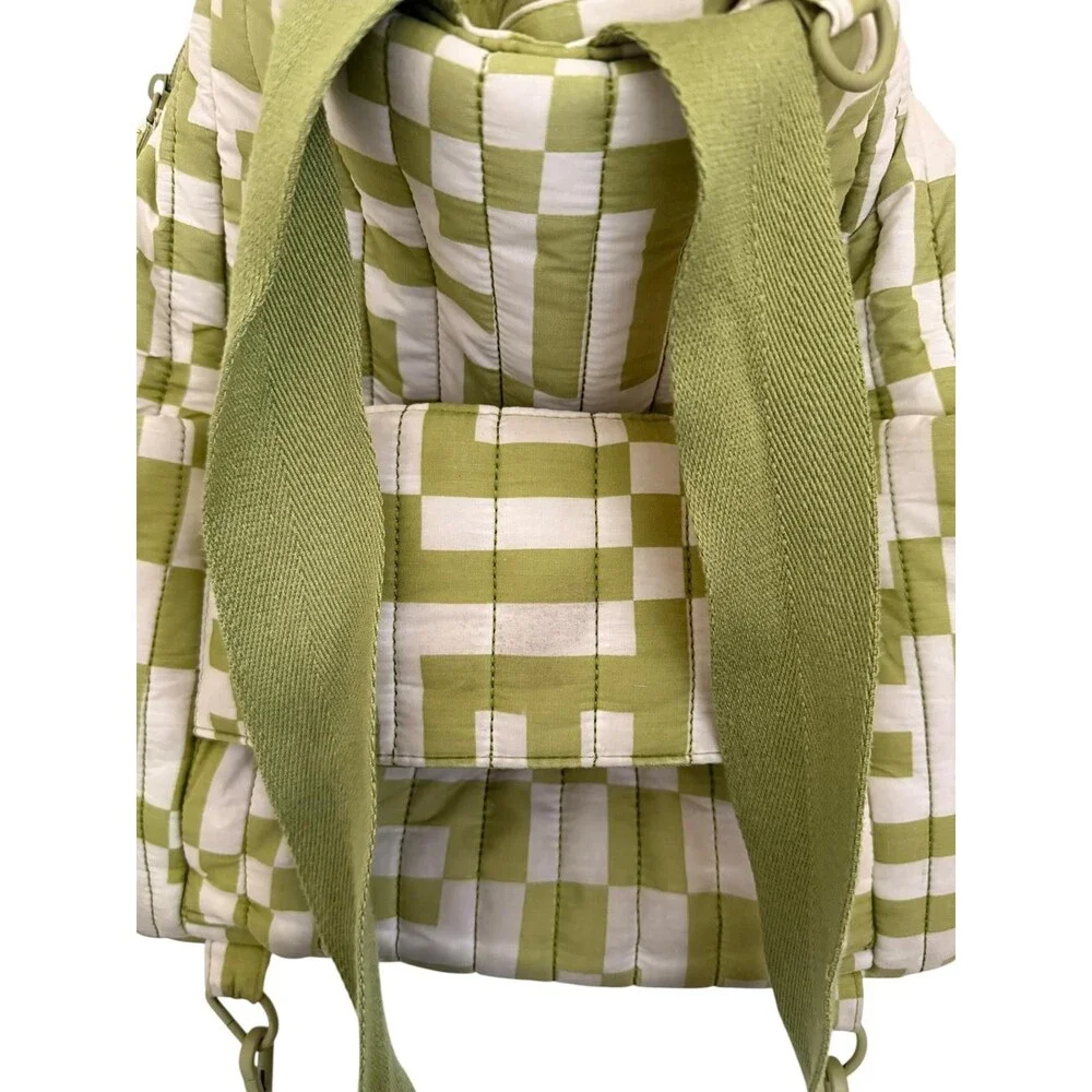 BEIS The Backpack Tote Play Date Green Check Convertible Diaper Bag